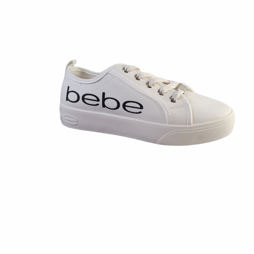 Bebe Sport Destini White Canvas Sneakers lace up